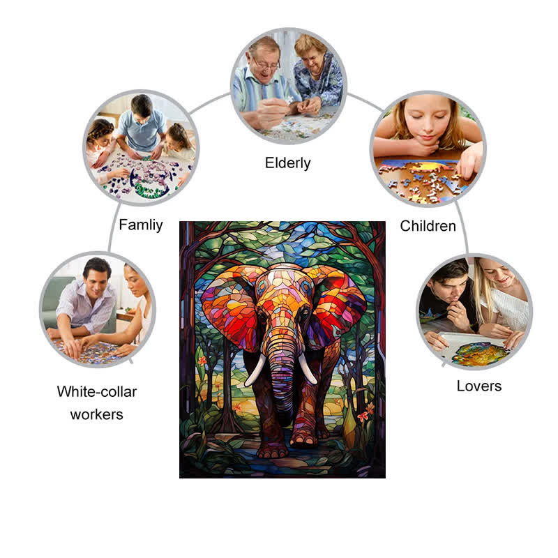 African Elephant 2- Wooden Jigsaw Puzzle