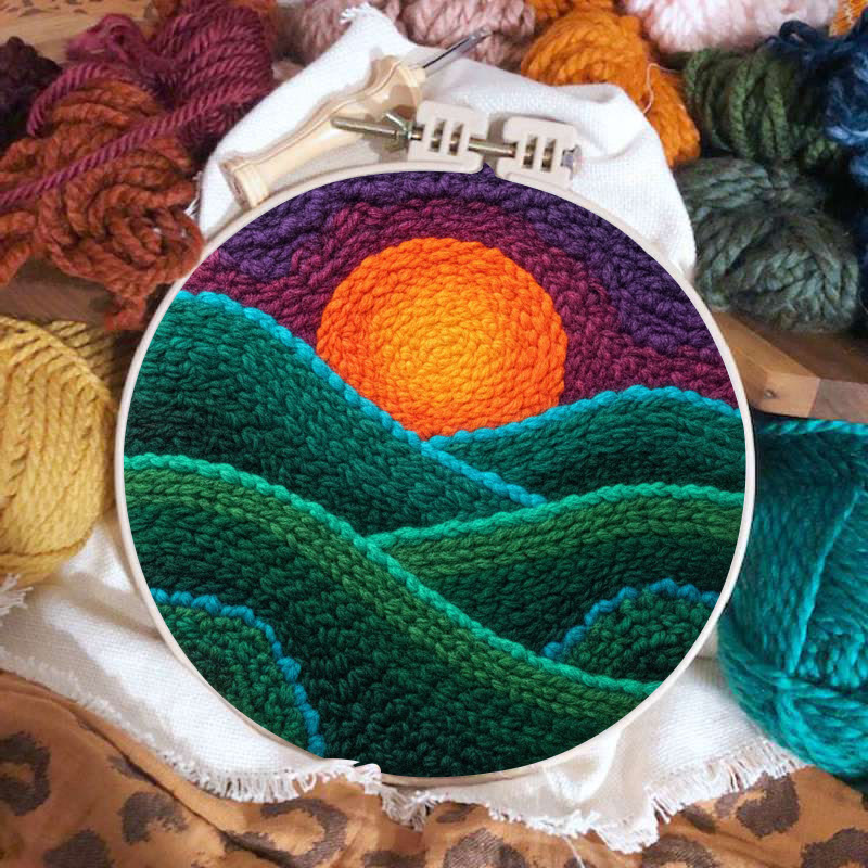 Purple Hued Sunset Mountain Range Punch Needle Kit – Handmade Decor Pendant | Newbie Friendly Diy Craft - image 2