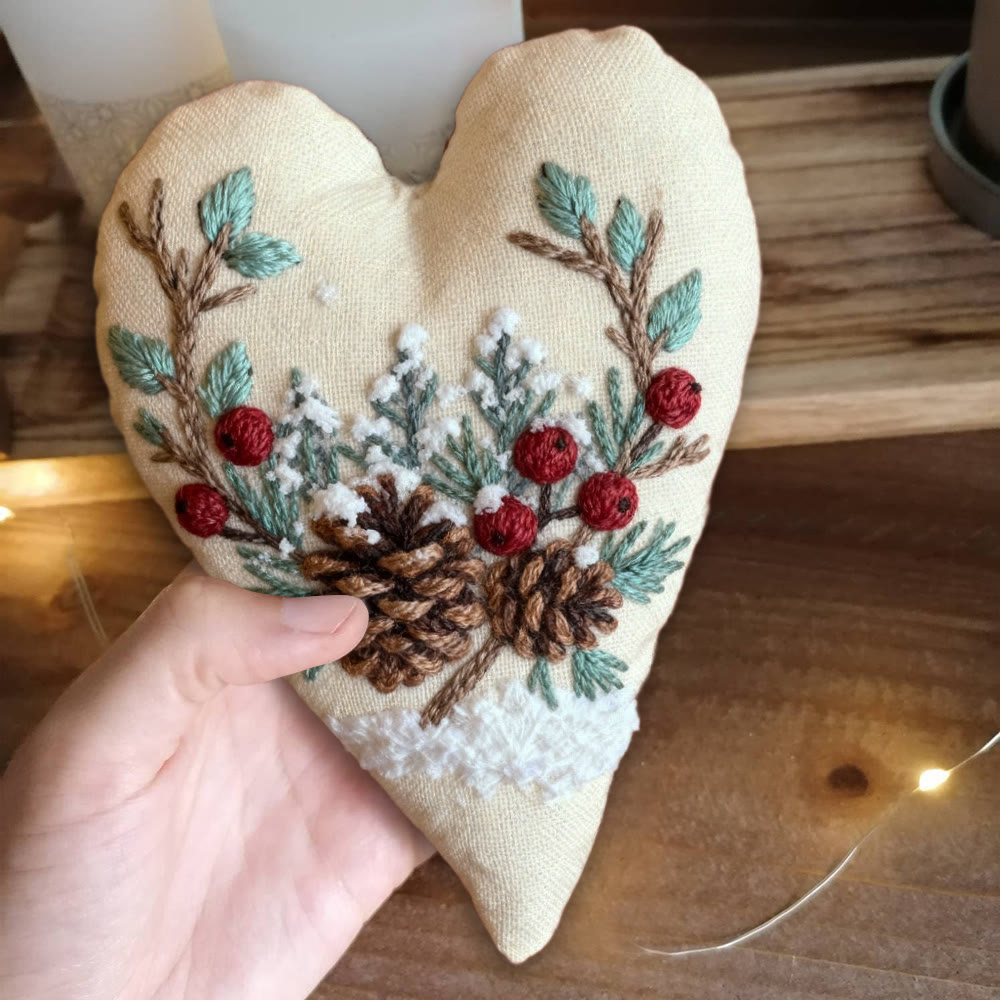 Rubbyoo Heart Embroidery Kit - Christmas Pine Cones | Holiday Celebration Craft | Unique Stitch Art  - image 6