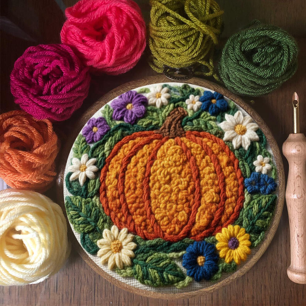 Vibrant Autumn Pumpkin Floral Punch Needle Kit – Exquisite Handcraft Piece | Ultimate Gifting Choice - image 9