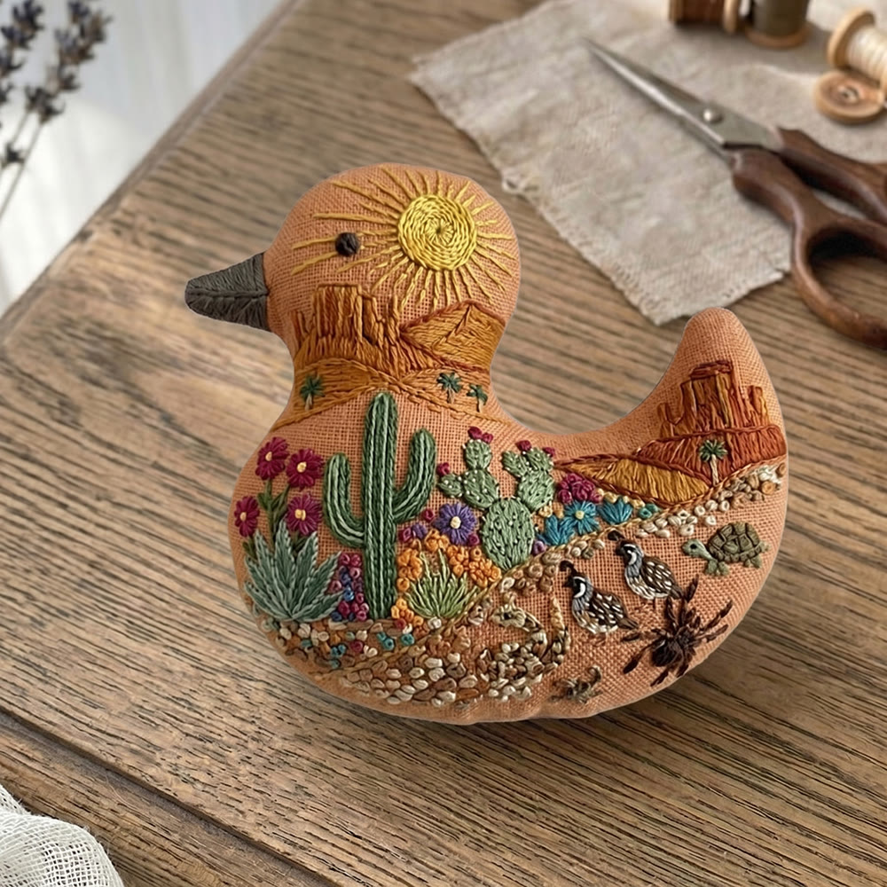 Rubbyoo Duck Embroidery Kit - Desert Scenery Cactus Floral | Landscape Handmade Art | Gift For Her - image 7