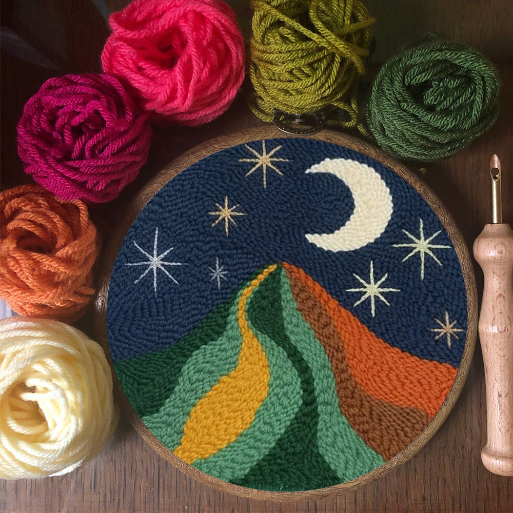 Starry Moonlit Mountainscape Punch Needle Kit – Newbie-friendly Diy Handcraft | Scenic Decorative Hanger - image 10