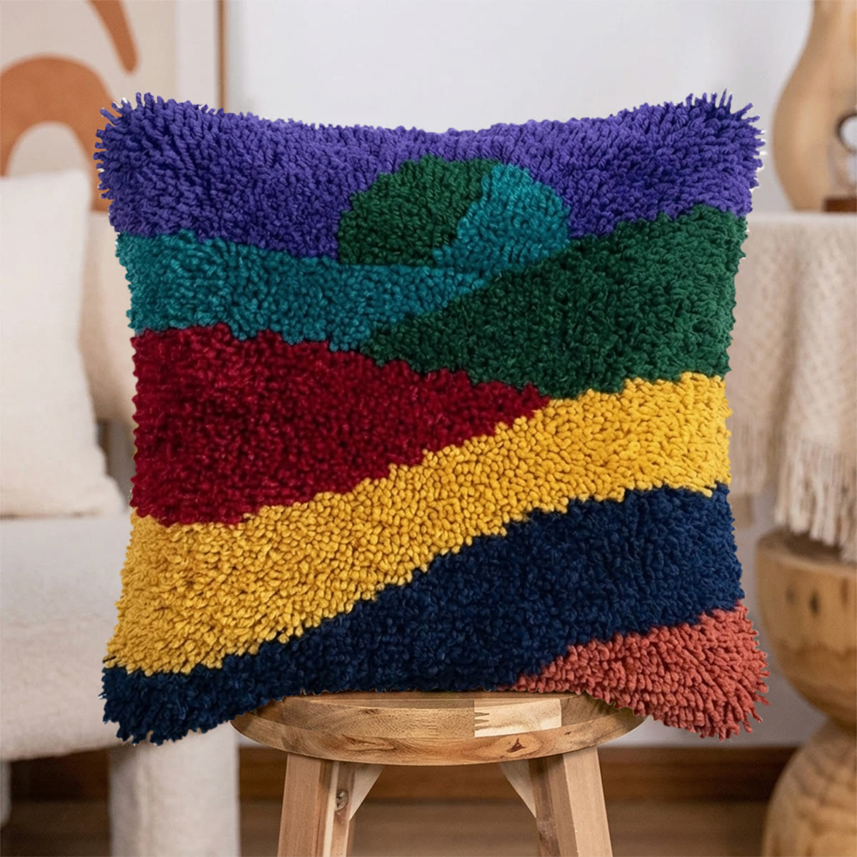 Rubbyoo Latch Hook Pillow Kit - Abstract Pattern | Soft Throw Pillow | Abstract Cushion Cover  - image 6