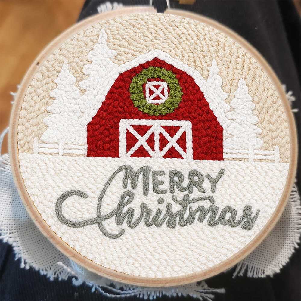 Winter Snow View Punch Needle Kit - Diy Hoop Art |  Handmade Wall Hanging Decor - image 4