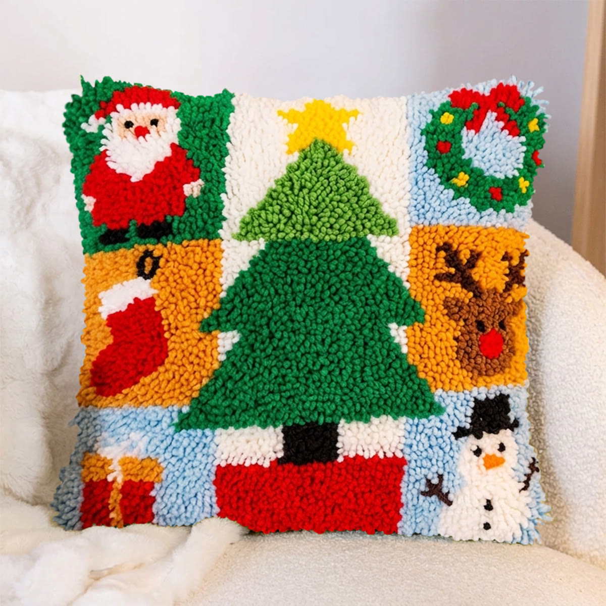 Rubbyoo Latch Hook Pillow Kit - Christmas Party | Diy Holiday Decor | Perfect Decoration For Couch - image 4