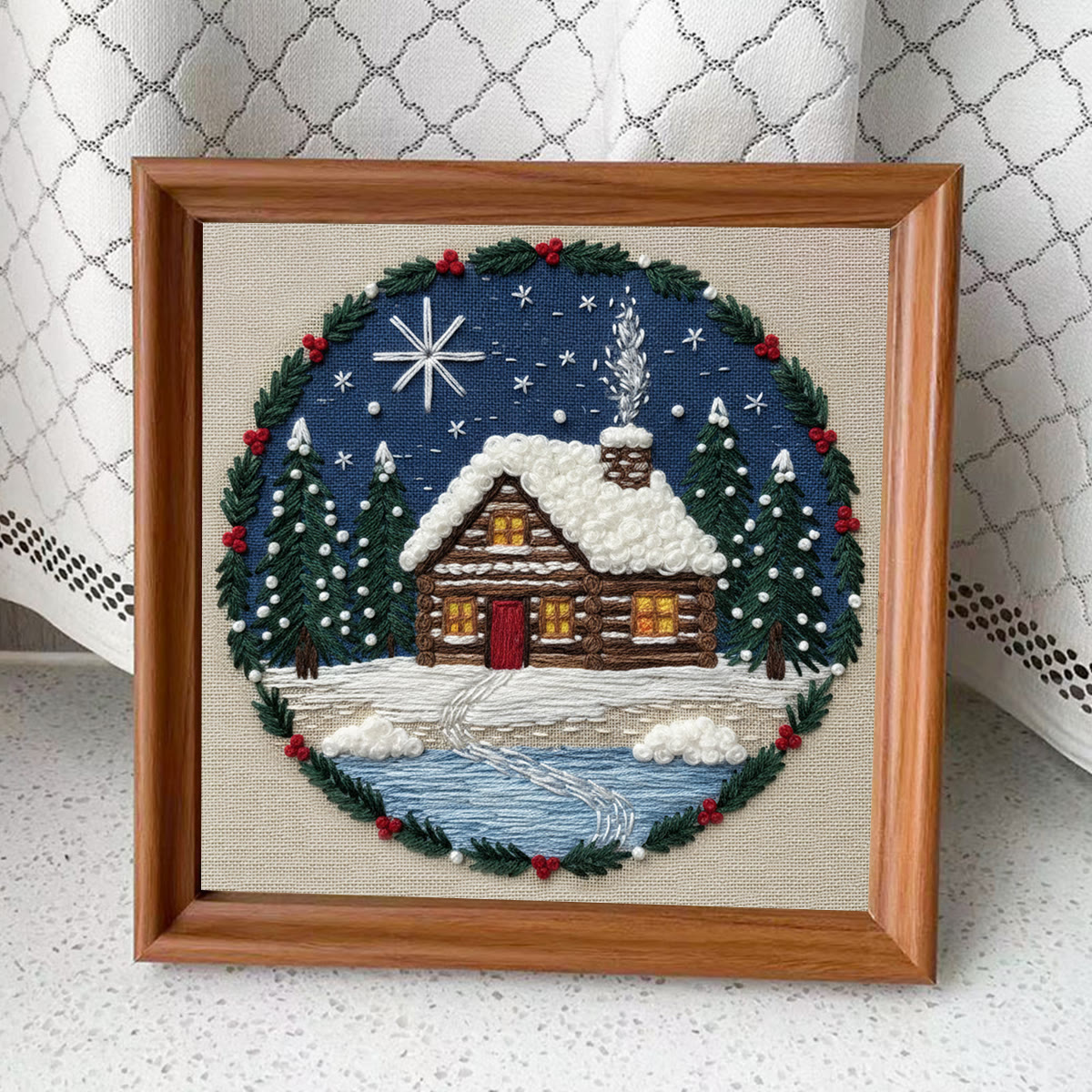 Rubbyoo Embroidery Kit - Christmas Snow Scene | Stitch Art For Beginner | Perfect Wall Hanging  - Embroidery Kit Plus An Extra Frame - image 11