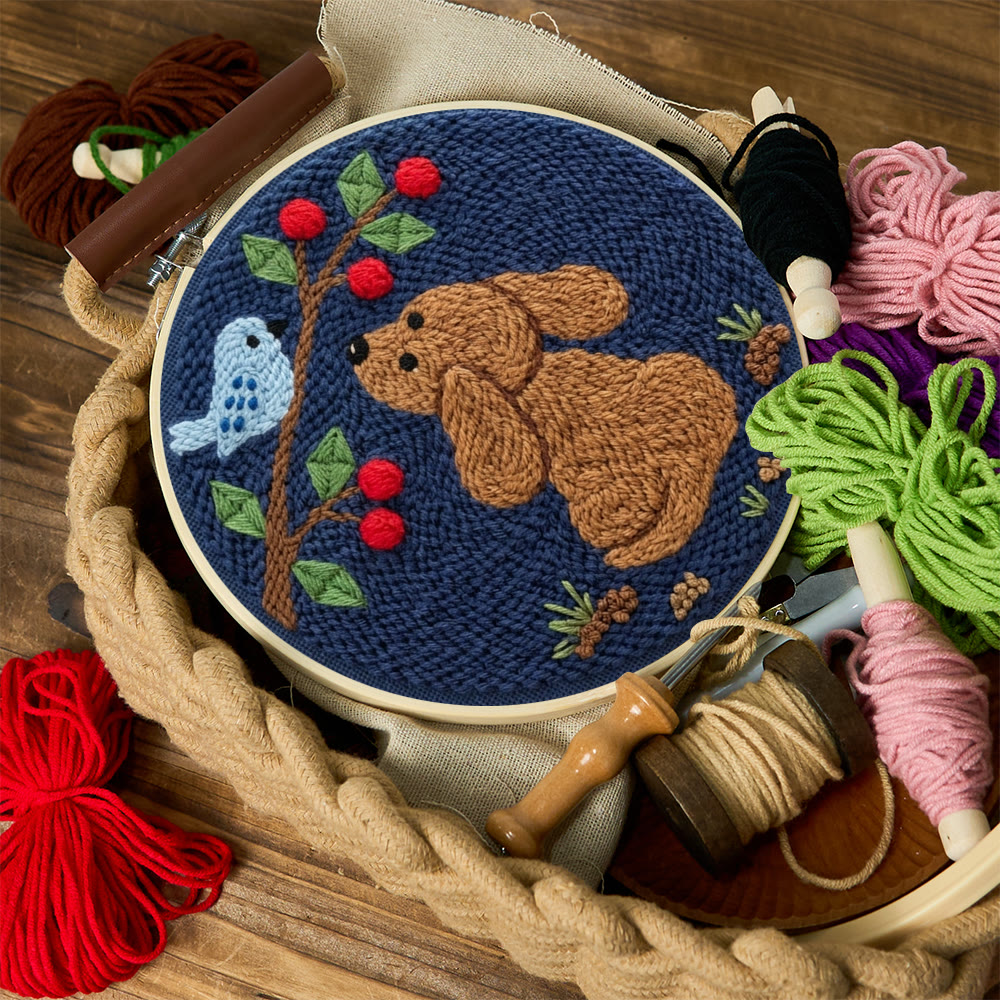 Cute Dog And Blue Bird Punch Needle Kit - Cozy Home  Decor | Personalized Gift For Crafters - image 6