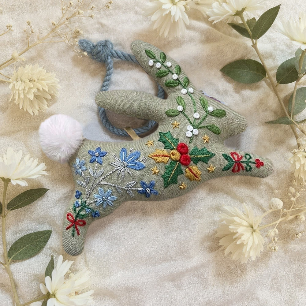 Rubbyoo Rabbit Embroidery Kit - Christmas Bell And Blossom | Exquisite Handicraft | Excellent Christmas Gift Choice - image 3