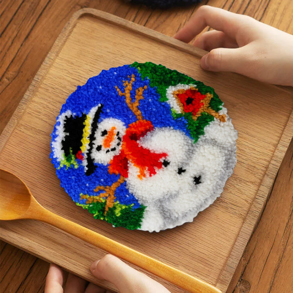 Happy Snowman Punch Needle Kit - Diy Christmas Coaster | Perfect Holiday Present  - image 11