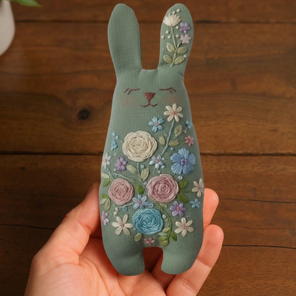 Rubbyoo Bunny Toy Embroidery Kit - Colorful Flower | Handmade Stuffed Bunny Toy | Sewing Bunny Kit - image 4