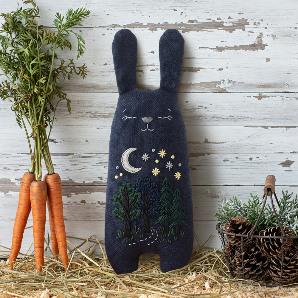 Rubbyoo Bunny Toy Embroidery Kit - Moonlit Pine Forest | Serene Craft | Dreamy Room Embellishment - image 8