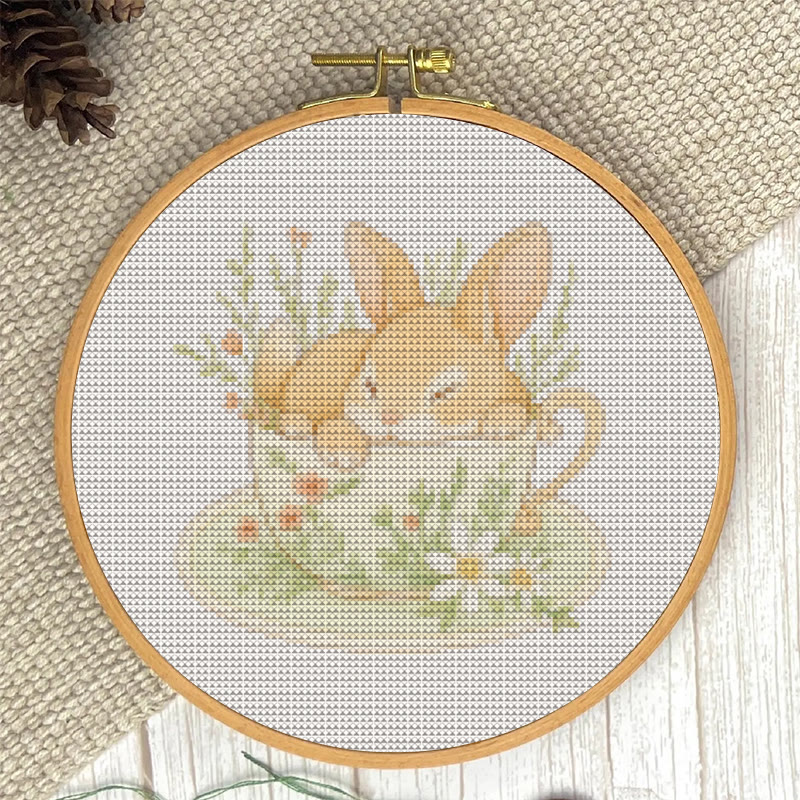  Cross Stitch Kit - Rabbit In Cup | Lovely Animal Stitch Work | Diy Handmade1 Craft  - image 4