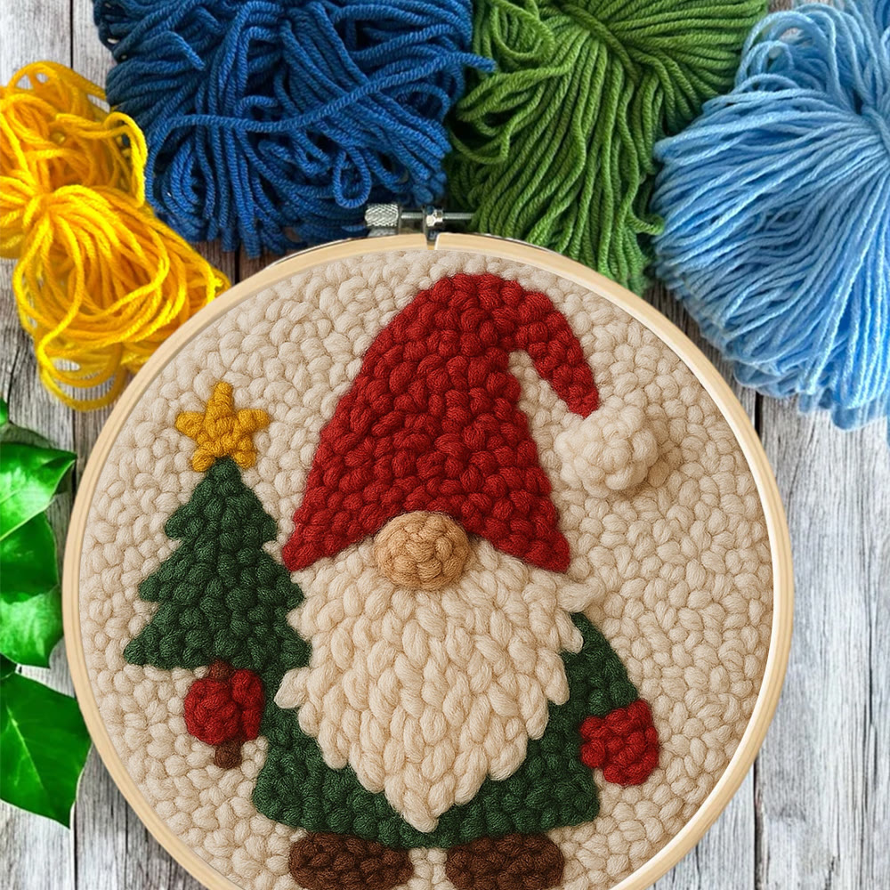 Christmas Gnome Punch Needle Kit - Diy Christmas Decoration | Cozy Handmade Wall | Art For Holiday - image 8