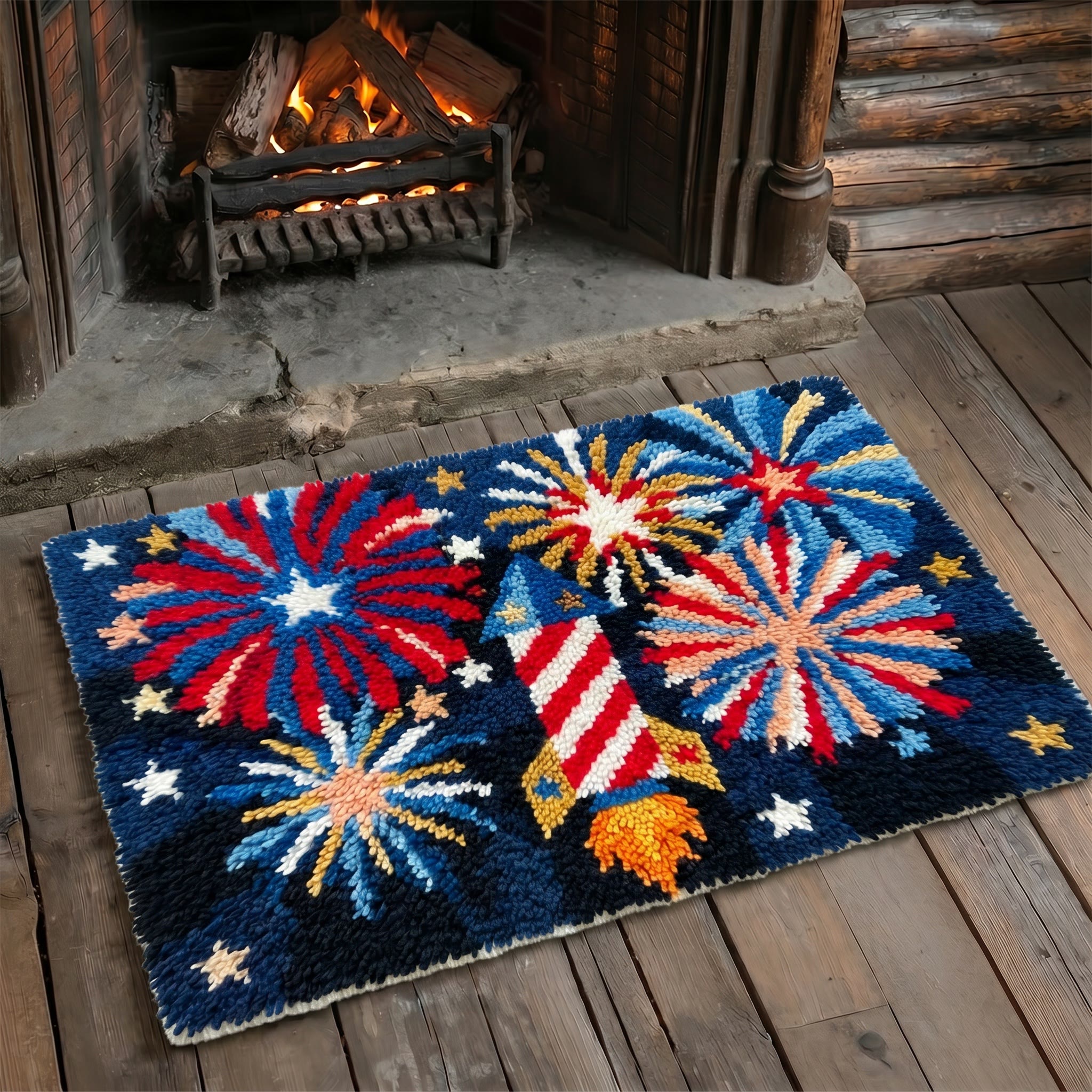 Rubbyoo Latch Hook Rug Kit - Firework Rocket | Unique Handmade Gift | Patriotic Porch Decor - image 8