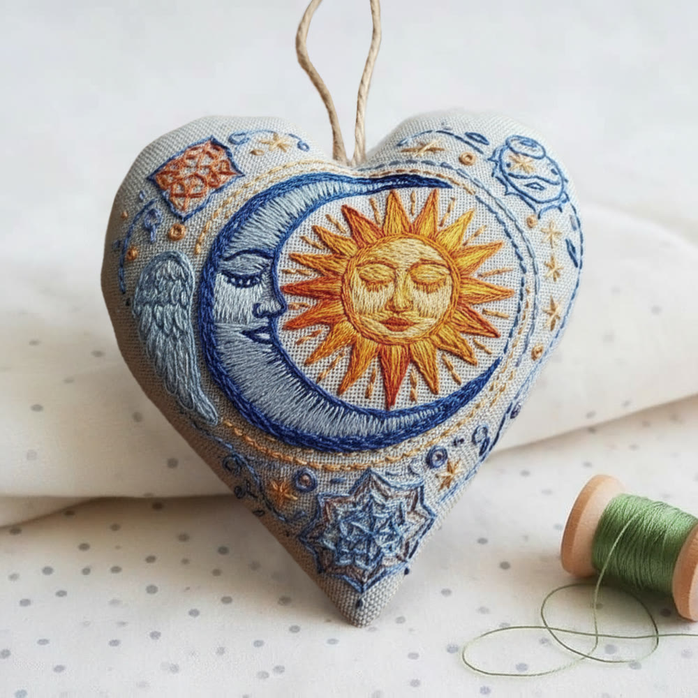 Rubbyoo Heart Embroidery Kit - Sun And Moon Celestial | Celestial Diy | Magical Home Touch - image 4