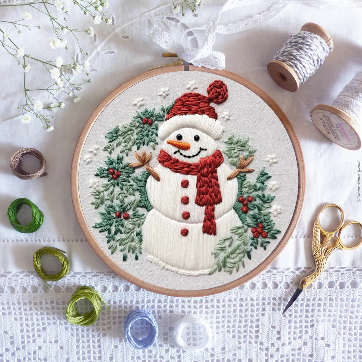 Rubbyoo Embroidery Kit - Cute Snowman | Winter Needle Craft | Handmade Holiday Gift - image 8