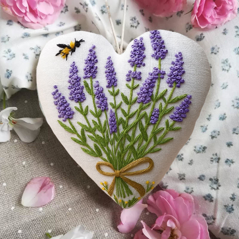 Rubbyoo Heart Embroidery Kit - Lavender Bouquet | Floral Home Decor | Handmade Birthday Gift - image 5