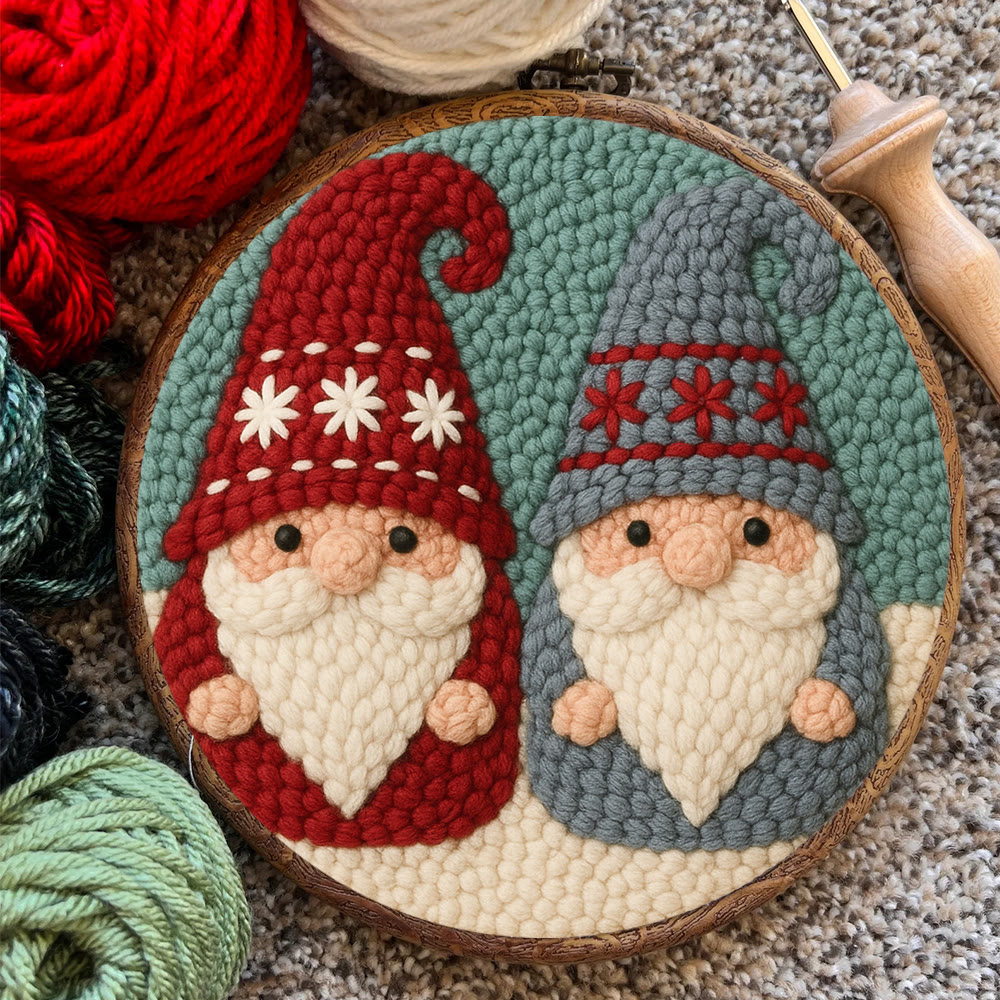 Dual Snowflake-embellished Gnome Punch Needle Kit – Go-to Gifting Selection | Delicate Wall Hanging Ornament - image 9