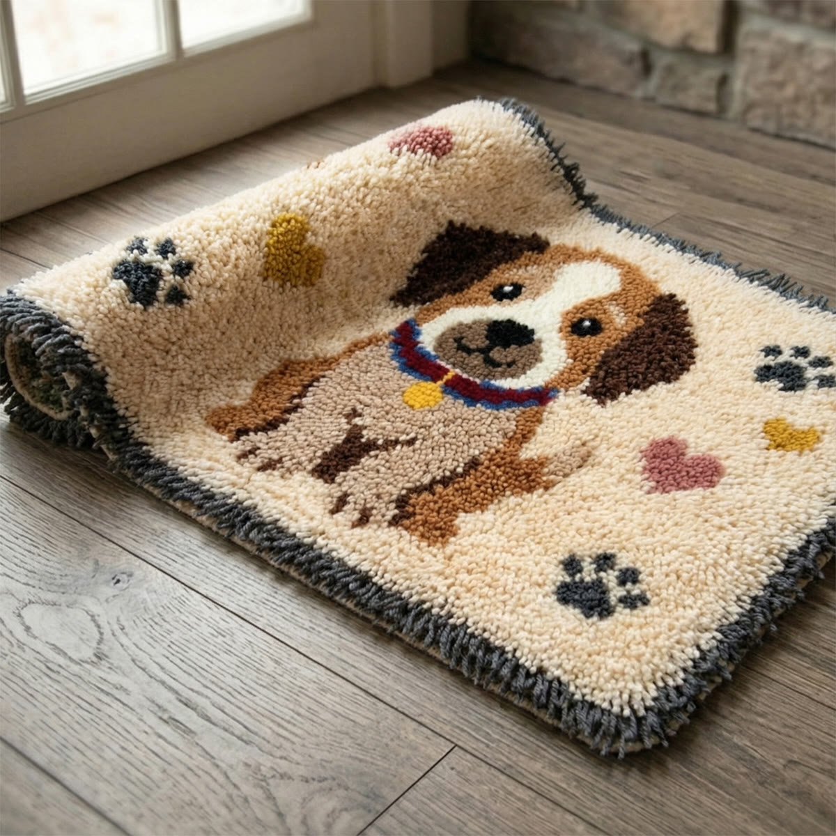 Rubbyoo Latch Hook Rug Kit - Cuddly Puppy | Adorable Home Decoration | Unique Yarn Craft - image 6