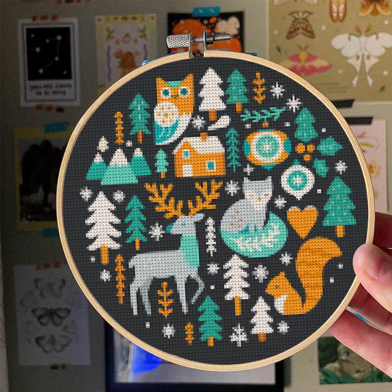  Cross Stitch Kit - Christmas Forest | Unique Holiday Ornament | Easy Handmade Needlecraft - image 4