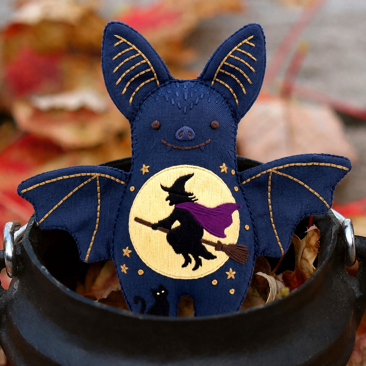 Rubbyoo Bat Embroidery Kit - Moonlit Flying Witch | Halloween Spooky Night Scene | Magical Starry Night - image 7
