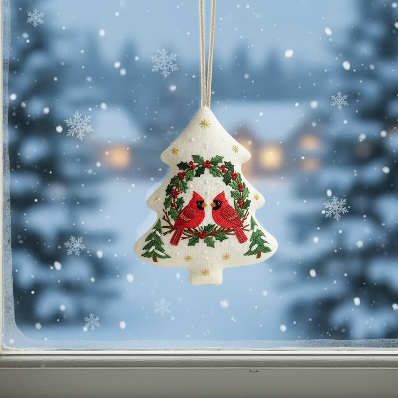 Rubbyoo Tree-shaped Embroidery Kit - Red Cardinal | Diy Christmas Decoration | Beginner Hand Embroidery Gift - image 2