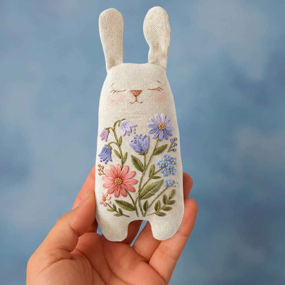 Rubbyoo Bunny Toy Embroidery Kiit - Blue And Purple Blooms | Beginner Sewing Kit | Handmade Stuffed Bunny Toy - image 7