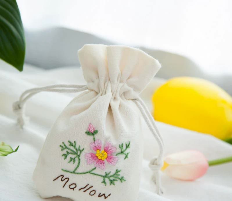 Handmade Drawstring Pouch Kit | Botanical Handmade Craft | Jewelry Storage Bag | Gift For Her - Mallow - image 5