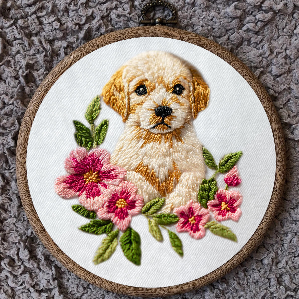 Rubbyoo Embroidery Kit - Puppy With Flower | Diy Home Decor | Animal Hoop Art  - image 10