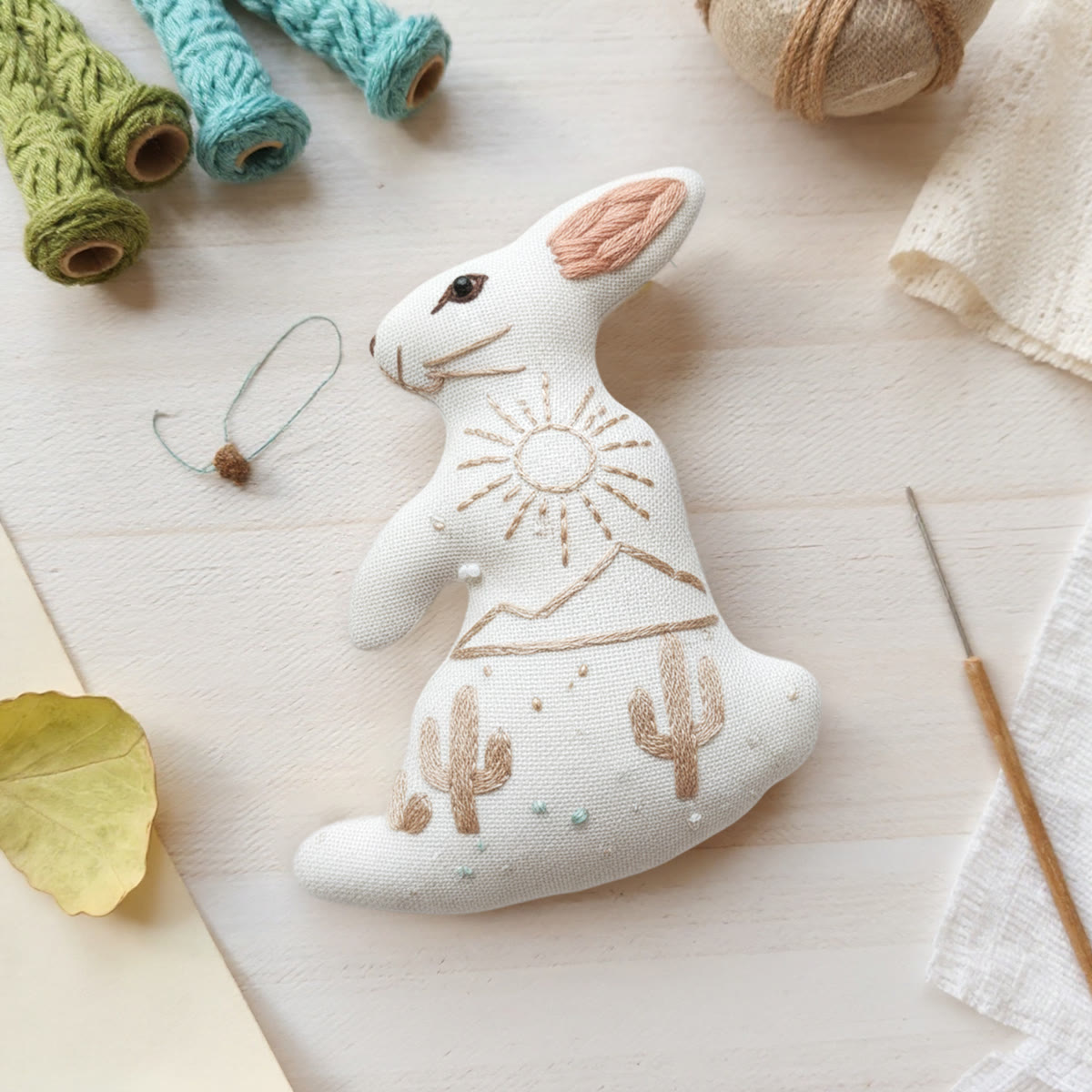 Rubbyoo Rabbit Embroidery Kit - Desert Cactus | Diy Landscape Craft | Beginner Stitch Decoration - image 10