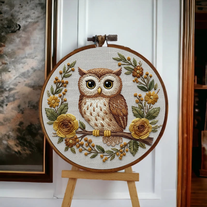 Rubbyoo Embroidery Kit - Flower Owl | Cute Animal Art | Handmade Desk Decor - image 3