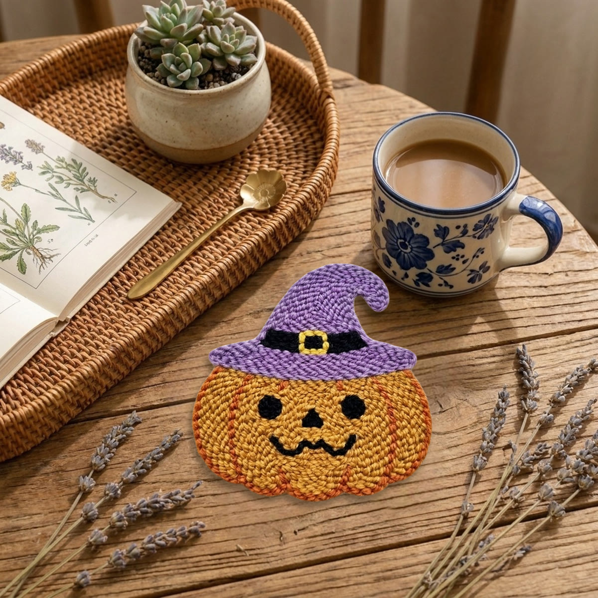 Magic Pumpkin  Punch Needle Kit - Whimsical Room Ornament | Special Halloween Atmosphere Coaster - image 7