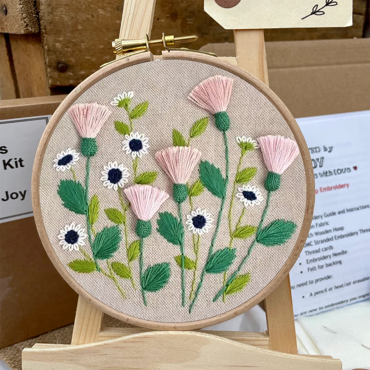 Rubbyoo Embroidery Kit- Pink Floral Pattern | Embroidery Kit For Beginner,Modern  Embroidery - image 5