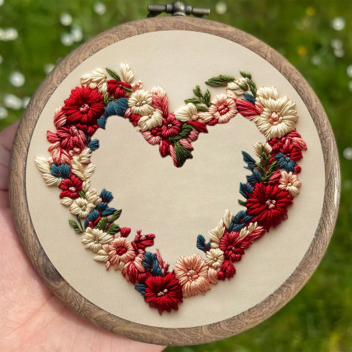 Rubbyoo Embroidery Kit - Red Floral-wreathed Heart | Valentine's Gifting Choice | Heartfelt Handcrafted Creation - image 3