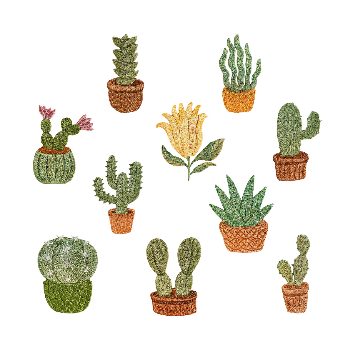 Rubbyoo Houseplant Embroidered Patch - Potted Plant Iron-on Applique | Nature Floral Clothing Patch - Mixed Set-10Pcs - image 1