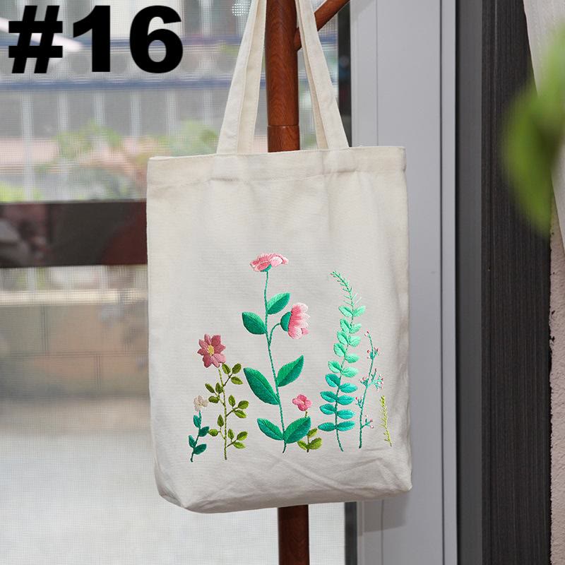 Embroidery Beige And White Canvas Tote Bag Kits | Beginner Flower Crafts | Eco-friendly Shoulder Bag | Christmas Gift - #16 - image 17