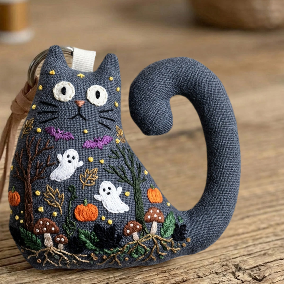 Rubbyoo Cat Embroidery Kit - Mushroom And Ghost | Unique Keepsake For Cat Lovers | Goblincore Home Decor Accent - image 8