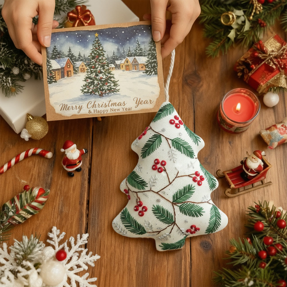 Rubbyoo Tree-shaped Embroidery Kit - Christmas Holly | Holiday Home Decoration | Diy Stitch Craft  - image 7