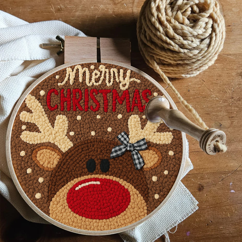  Christmas Reindeer Punch Needle Kit - Diy Christmas Coaster | Unique Housewarming Handicraft - image 9