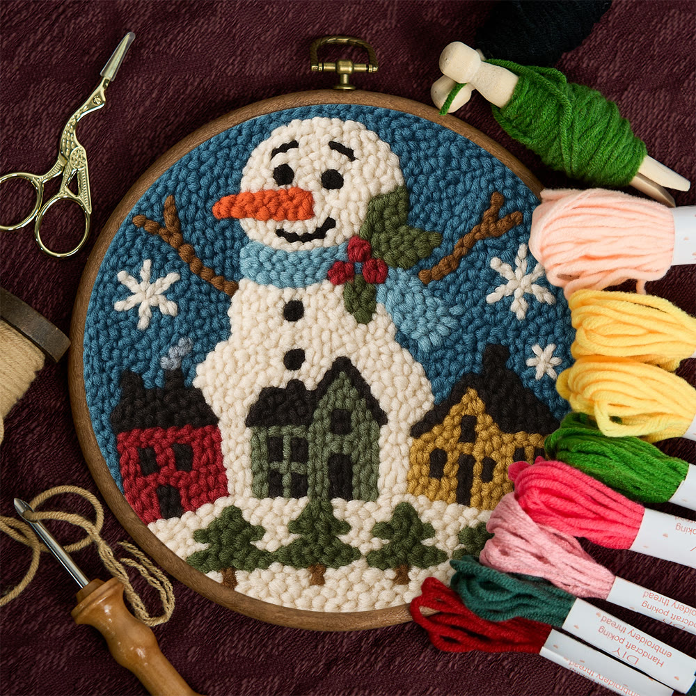 Village Snowman Punch Needle Kit – Beginner-Friendly Project | Charming Holiday Wall Piece - image 11