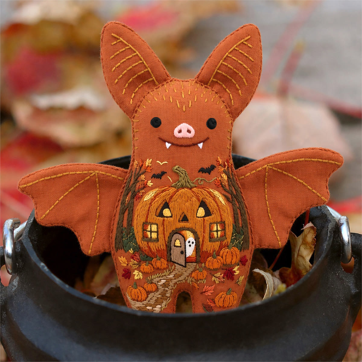 Rubbyoo Bat Embroidery Kit - Pumpkin House |  Creepy Cute Gift | Bedroom Hanging Decor - image 9