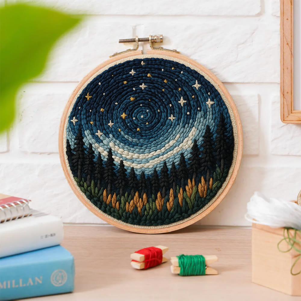 Shining Starry Sky Punch Needle Kit - Diy Punch Needle Coaster | Night Scenery Handicraft | Nice Birthday Gifts  - image 9