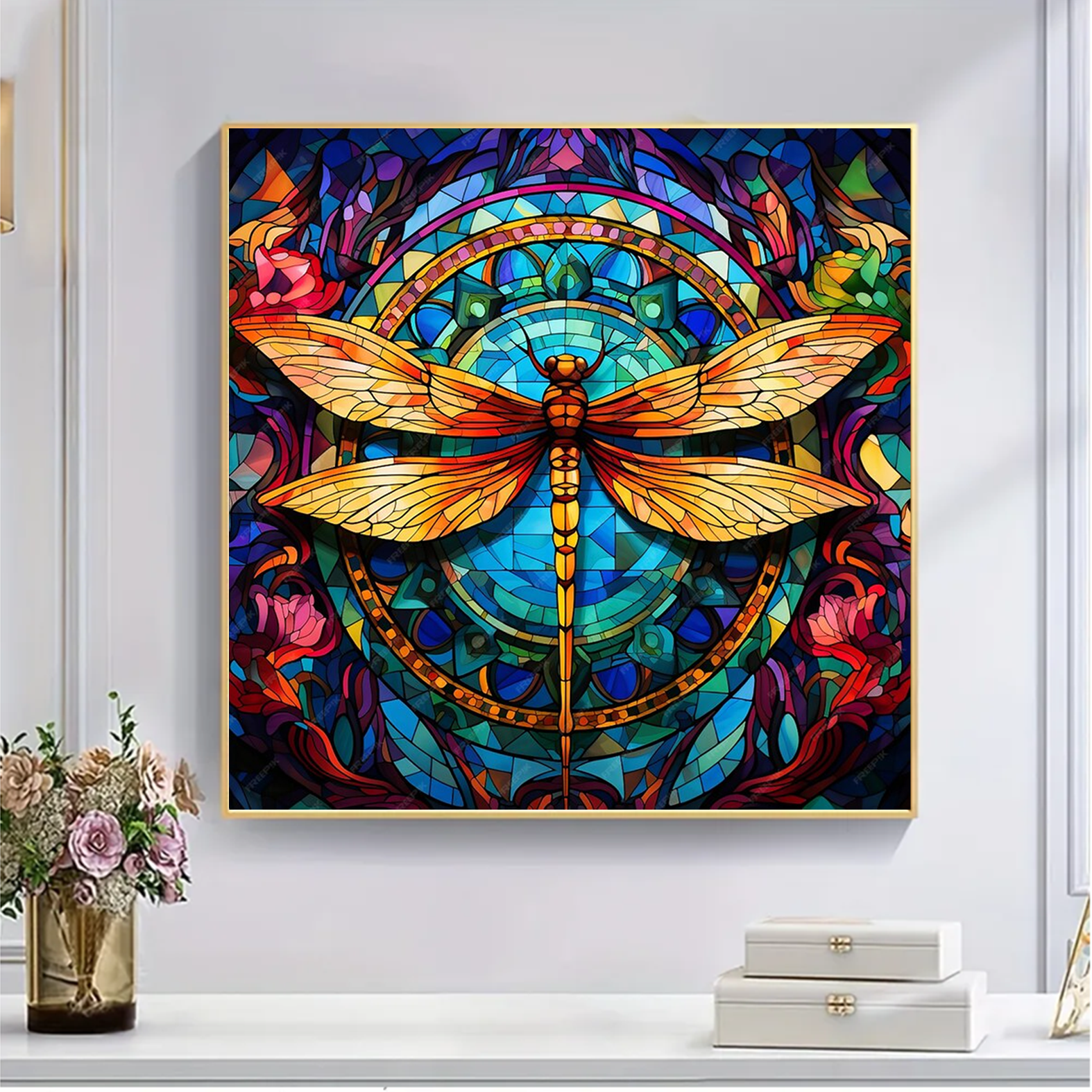 Dragonfly & A Kaleidoscope of Colors - Wooden Jigsaw Puzzle