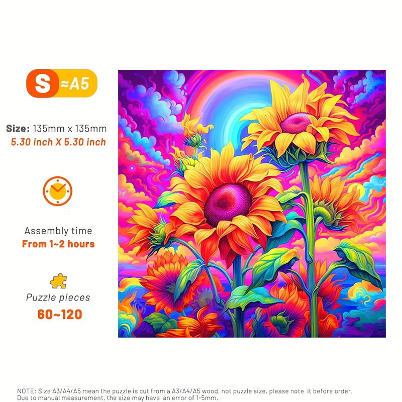Rainbow Sunflower - Wooden Jigsaw Puzzle