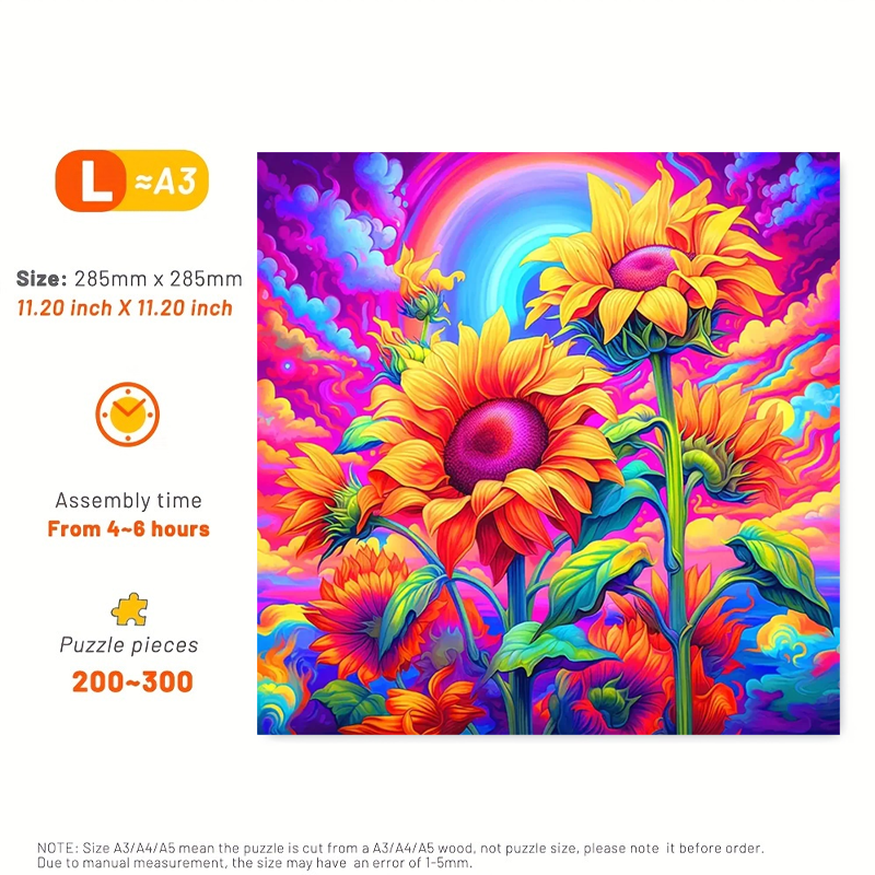 Rainbow Sunflower - Wooden Jigsaw Puzzle