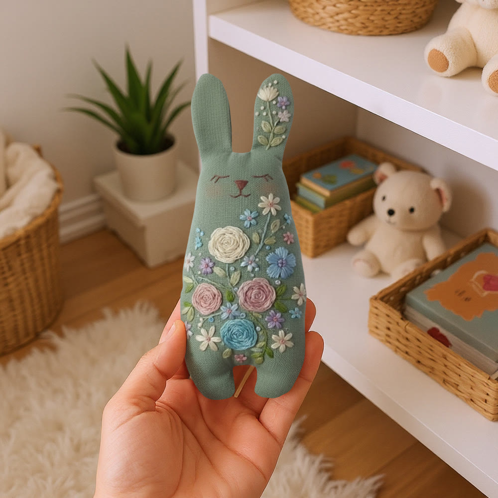 Rubbyoo Bunny Toy Embroidery Kit - Colorful Flower | Handmade Stuffed Bunny Toy | Sewing Bunny Kit - image 6