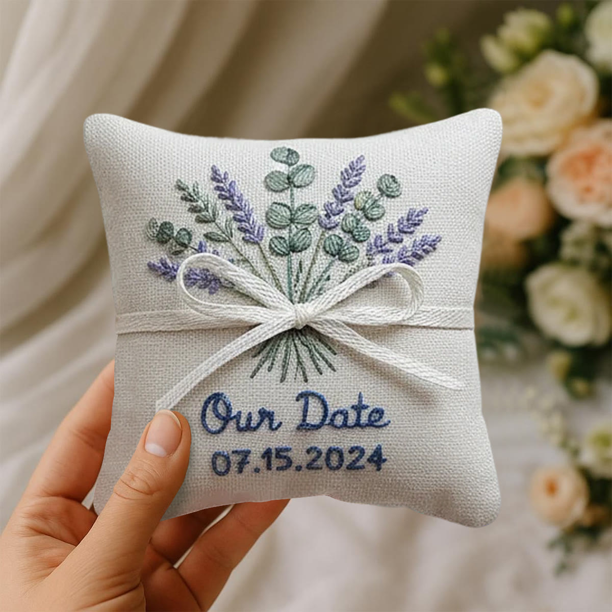 Rubbyoo Personalized Ring Bearer Pillow Embroidery Kit - Lavender Eucalyptus Bouquet | Newbie-friendly Diy Craft | Gift For Her - image 7