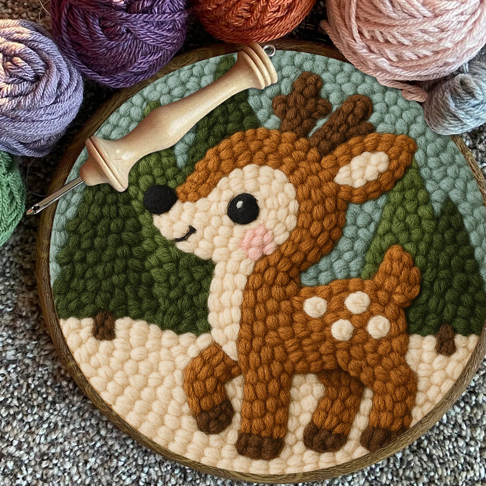 Woodland Fawn Punch Needle Kit – Novice-friendly Handcraft | Cute Hanging Ornament - image 11