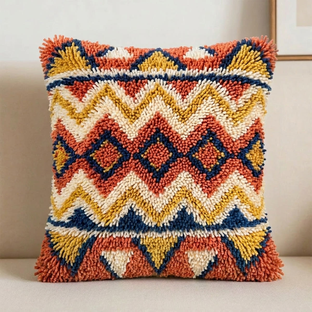 Rubbyoo Latch Hook Pillow Kit - Modern Line Art | Stylish Sofa Cushion Covers | Nice Housewarming Craft  - image 4