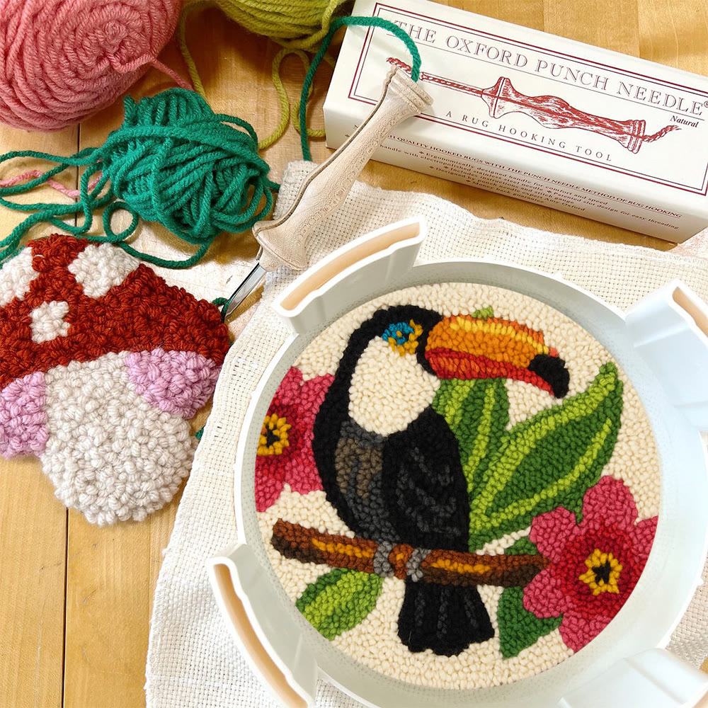 Toucan Bird Punch Needle Kit - Diy Animal Hoop Art | Nice Gifts For Bird Lovers  - image 10